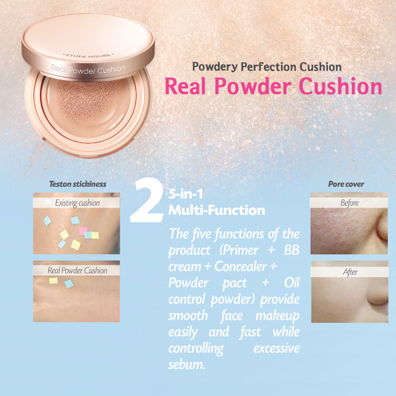 Etude House Real Powder Cushion SPF50+/PA+++ 15g [3 Shades To Choose]